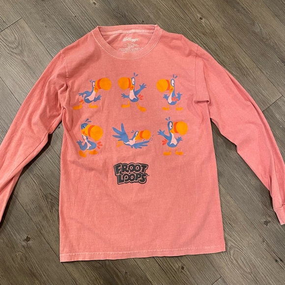 Kelloggs Tops - Kellogg's Froot Loops Vintage Styled Toucan Sam Pink Long-Sleeve  Graphic Tee